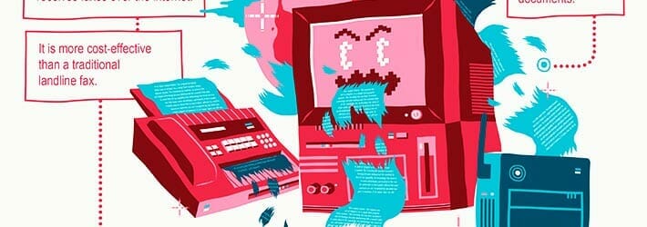 Computer eating a piece of fax paper