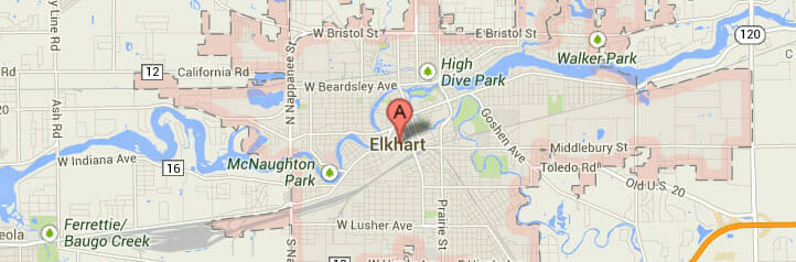 Map of Elkhart, Indiana Map of Elkhart, Indiana