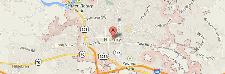 Map of Hickory, North Carolina Hickory Live Answering Service