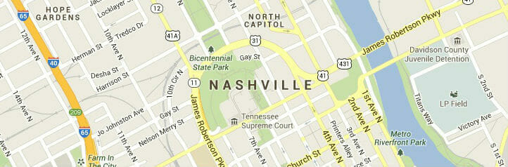 Map of Nashville, Tennessee Map of Nashville, Tennessee